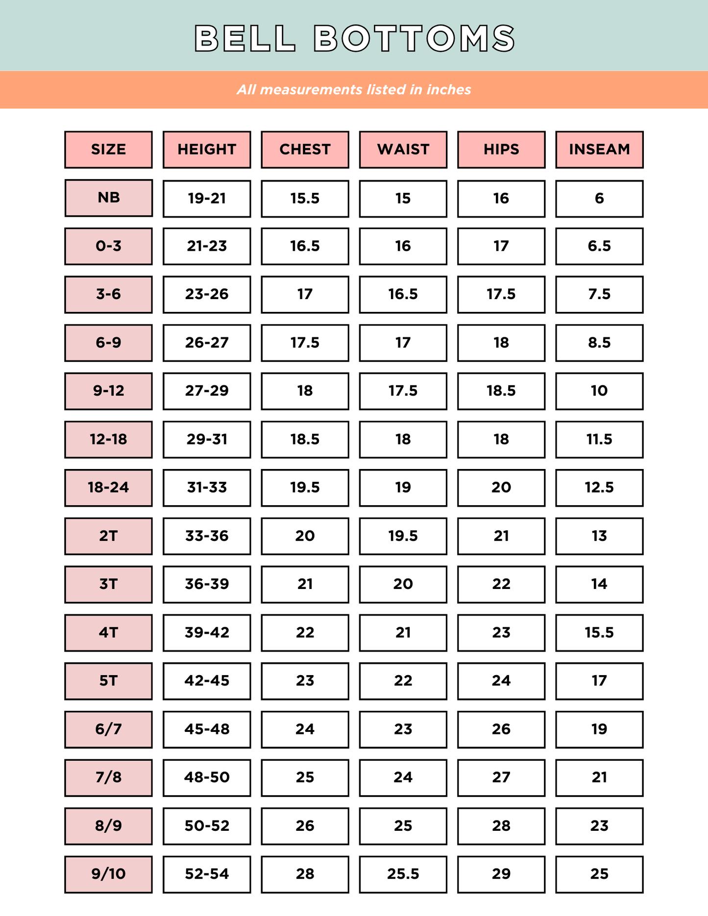 Bell Bottoms - NEW SIZING, PLEASE CHECK MEASUREMENTS