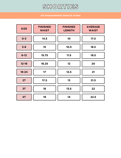 Shorties - NEW SIZING, PLEASE CHECK MEASUREMENTS